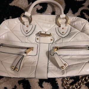 Marc Jacobs Ivory Leather Satchel, gold chain